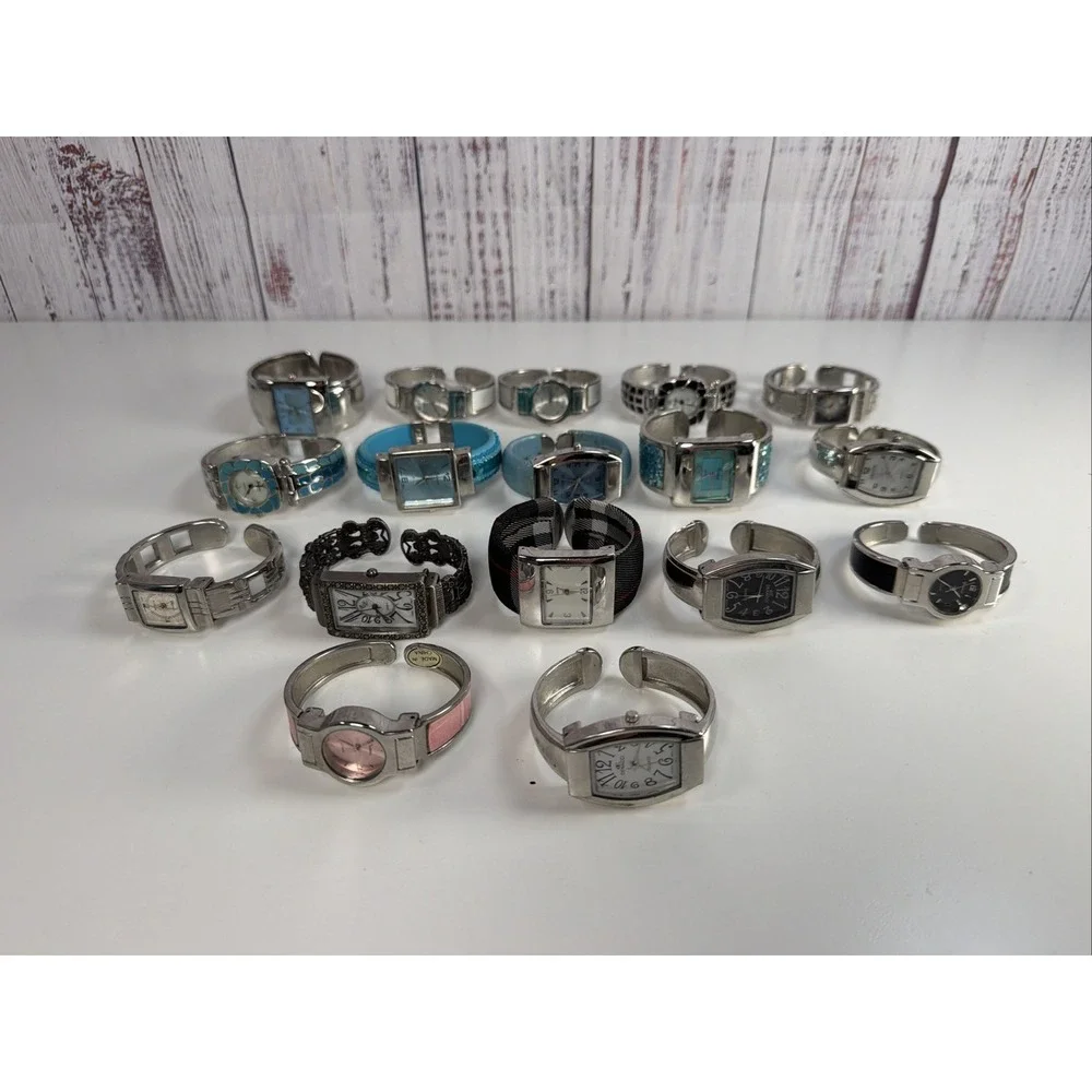 Cuff Bangle Bracelet Mostly Silver & Gold Tone Ladies Watches 16 Need Batteries
